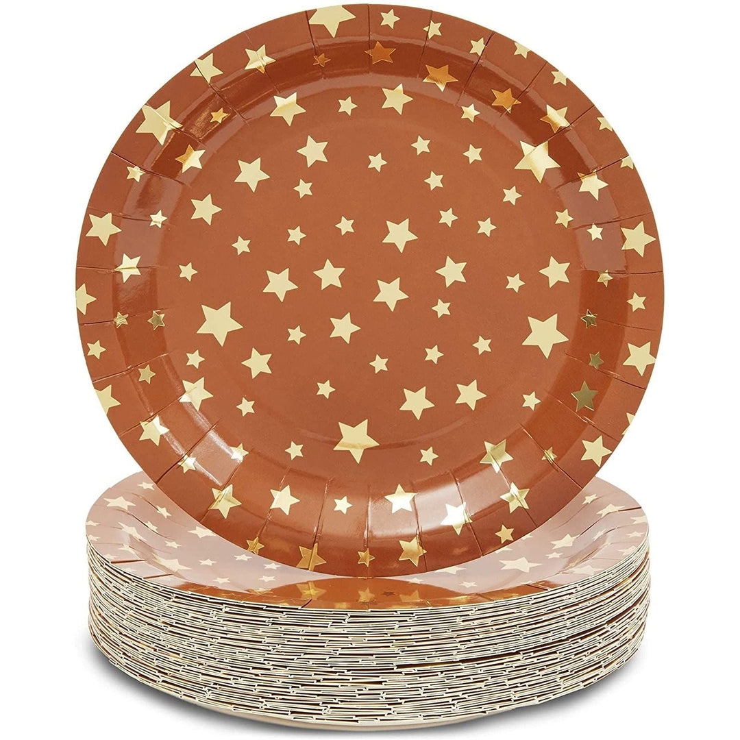 Twinkle Little Star Baby Shower Plates (9 In 48-pack) Brown Solid Casual Round Plastic