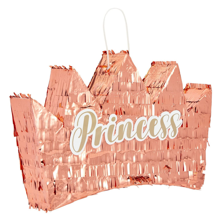 Rose Gold Crown Pinata for Girls Princess Theme Birthday Party Decorations (Small 16 X 10.5 3 in) Children's Paper Metallic Finish