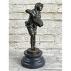 Child Boy Playing Bronze Statue Sculpture igure 10 Inches X 4 Brown