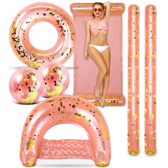 Rose Gold Inflatable Full House Bundle 7 Pieces Pack74 X 6 Inches Pink Plastic