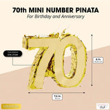 Mini Gold Foil Number 70 Pinata for 70th Birthday Party (7.5 X 6 2