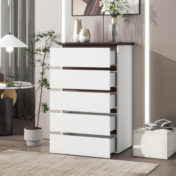 Tall White Dresser for Bedroom Small Kids Living Room Modern Contemporary Paperboard