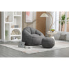 Lazy Bean Bag Sofa Chair for Adults with Foam Filled Footrest Grey Solid Cabin Lodge Lake House Microfiber Padded Seat