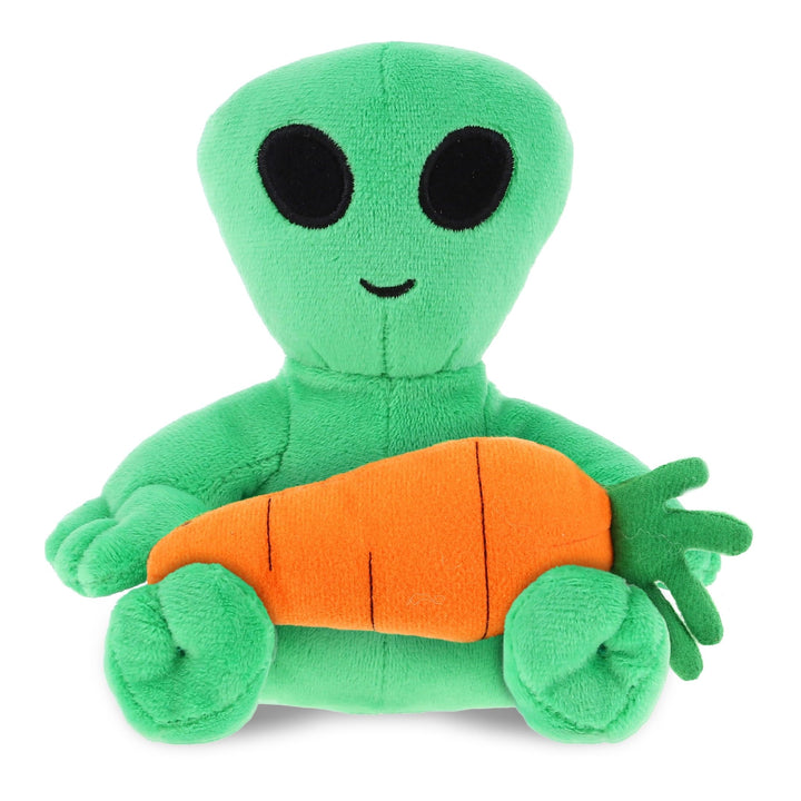 Happy Easter Plush Green Alien with Carrot 6 Inches Orange Polyester