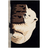 Handmade Wildlife Polar Bear Cub Wool Rug - 2' X 3' Black Animal