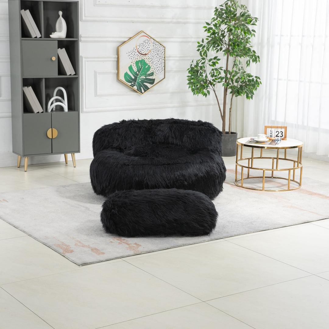 Bean Bag Chair Fur Lazy Sofa with Ottoman Memory Sponge for Living