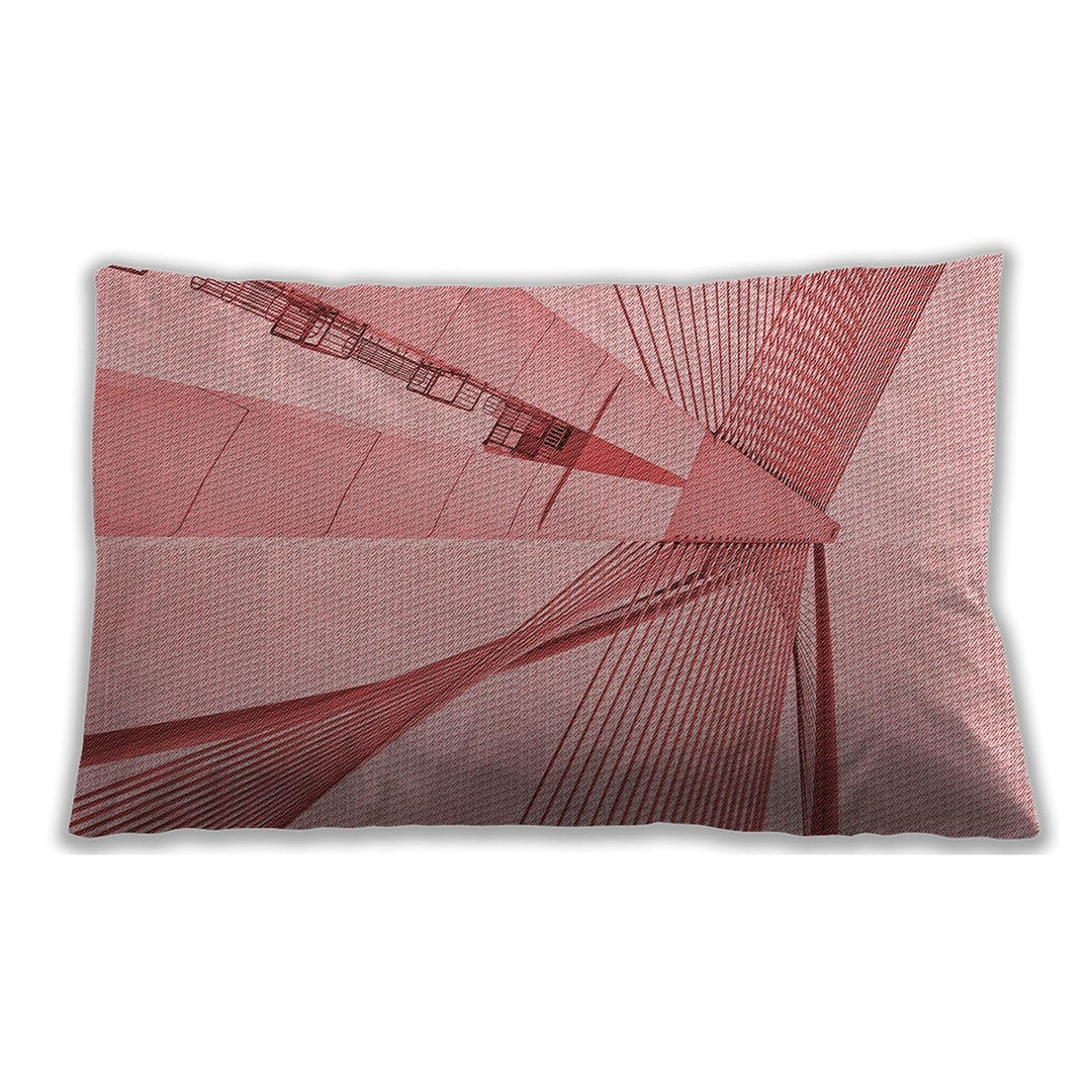 Patterned Indoor-Outdoor Baby Pink Lumbar Throw Pillow Abstract Modern Contemporary Chenille Single Removable Cover