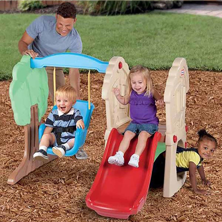 Multi Color Climber and Swing Kids Slide Backyard Play Set Red Plastic