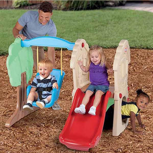 Multi Color Climber and Swing Kids Slide Backyard Play Set Red Plastic