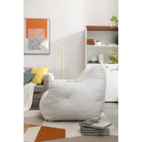 Ivory 39.37'' Bean Bag Chair with Soft Linen Fabric Memory Sponge