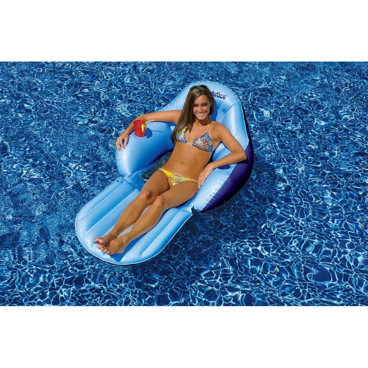 67" Blue Inflatable Convertible Swimming Pool Floating Lounger with