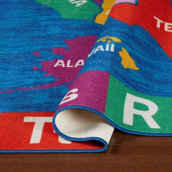 Eric Carle Elementary USA Map Kids Machine Washable Area Rug