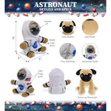 Big Eyed Pug Dog Astronaut Plush Toy with Helmet and Suit 9 Inches