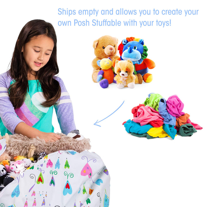 Posh Creations Stuffable Kids Stuffed Animal Storage Bean Bag Chair