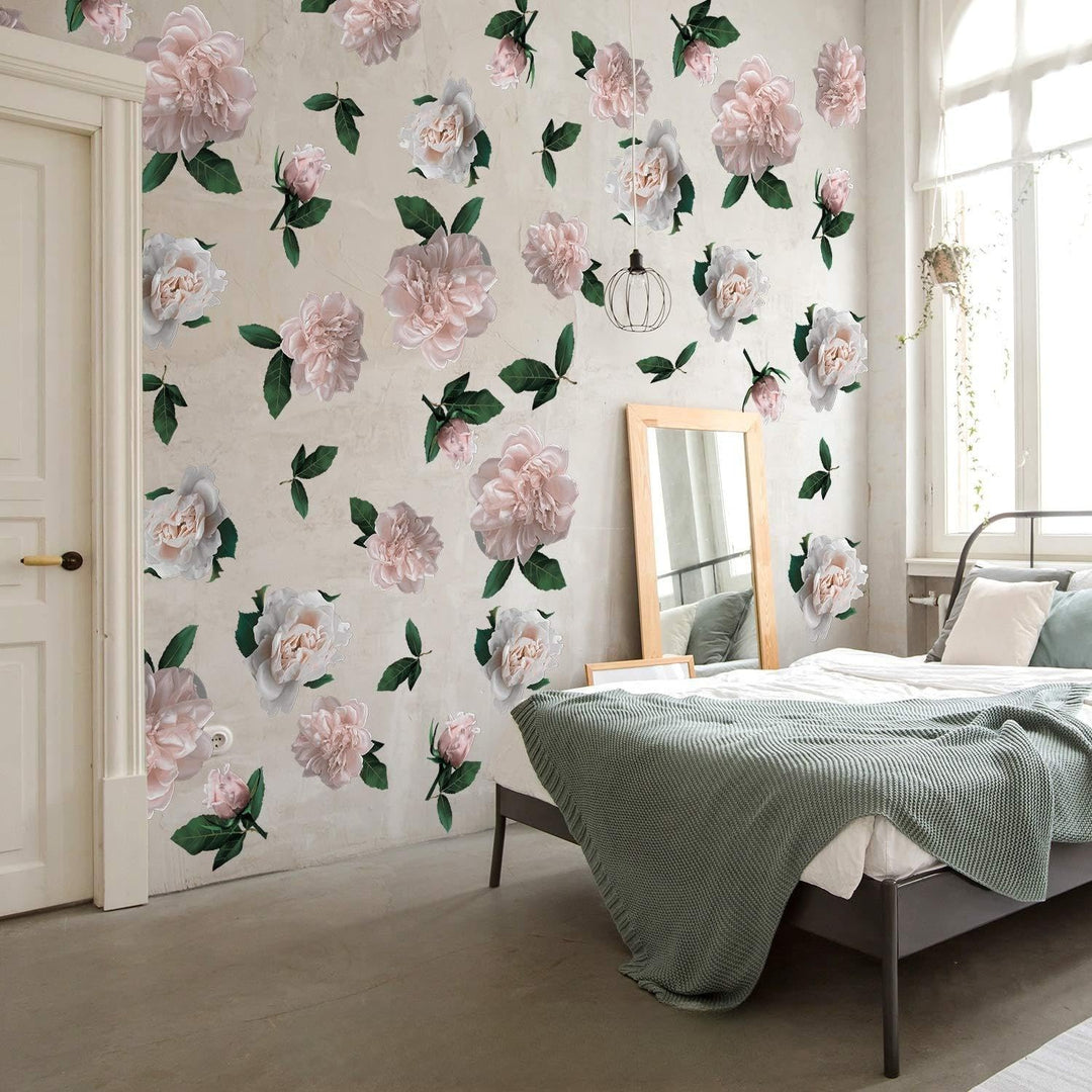 Oversized Classic Roses Flowers Floral Wall Stickers Art Pink