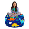 Posh Stuffable Kids Stuffed Animal Storage Bean Bag Chair Cover - Childrens Toy Organizer, Large-38 - Canvas Dinos on Blue