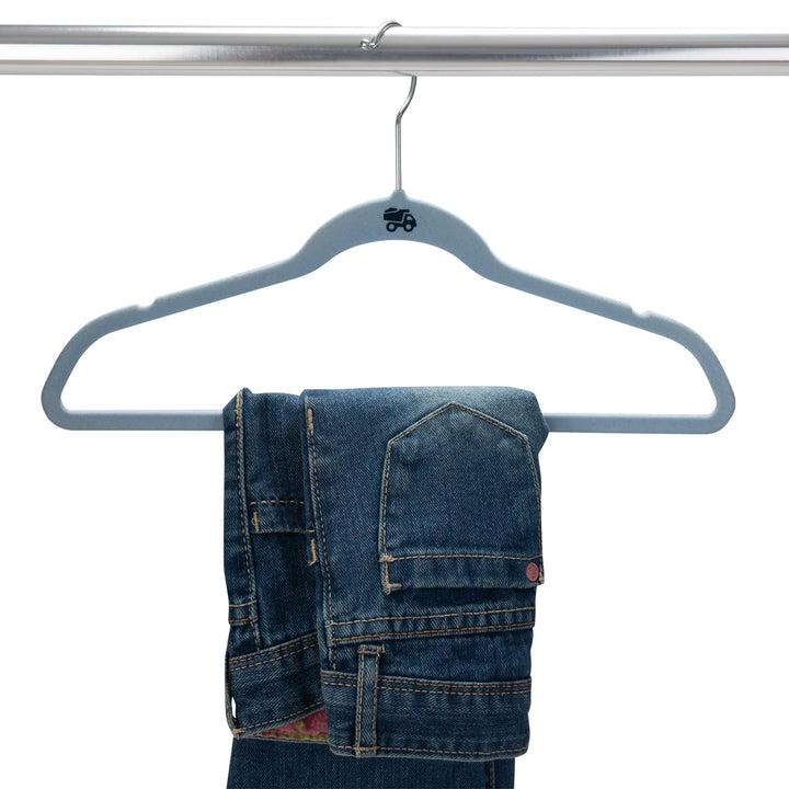 Simplify 100 Pack Kids Velvet Hangers | Slim | Non-Slip Design | Space