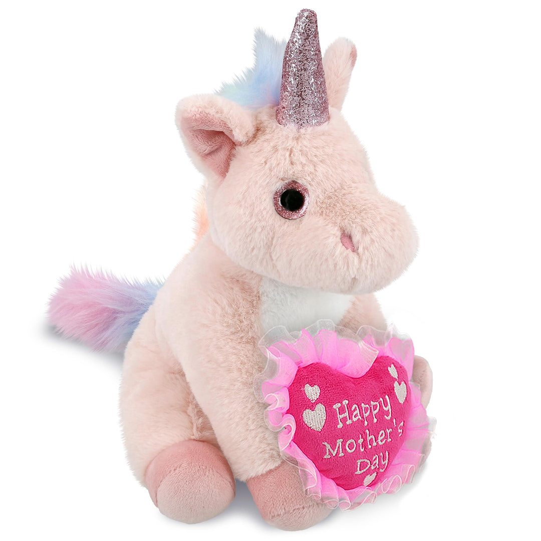 Plush Pink Unicorn with Heart 9 Inches Polyester