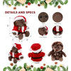 Santa Hedgehog with Ribbon Stuffed Animal Outfit 9 Inches Brown Red