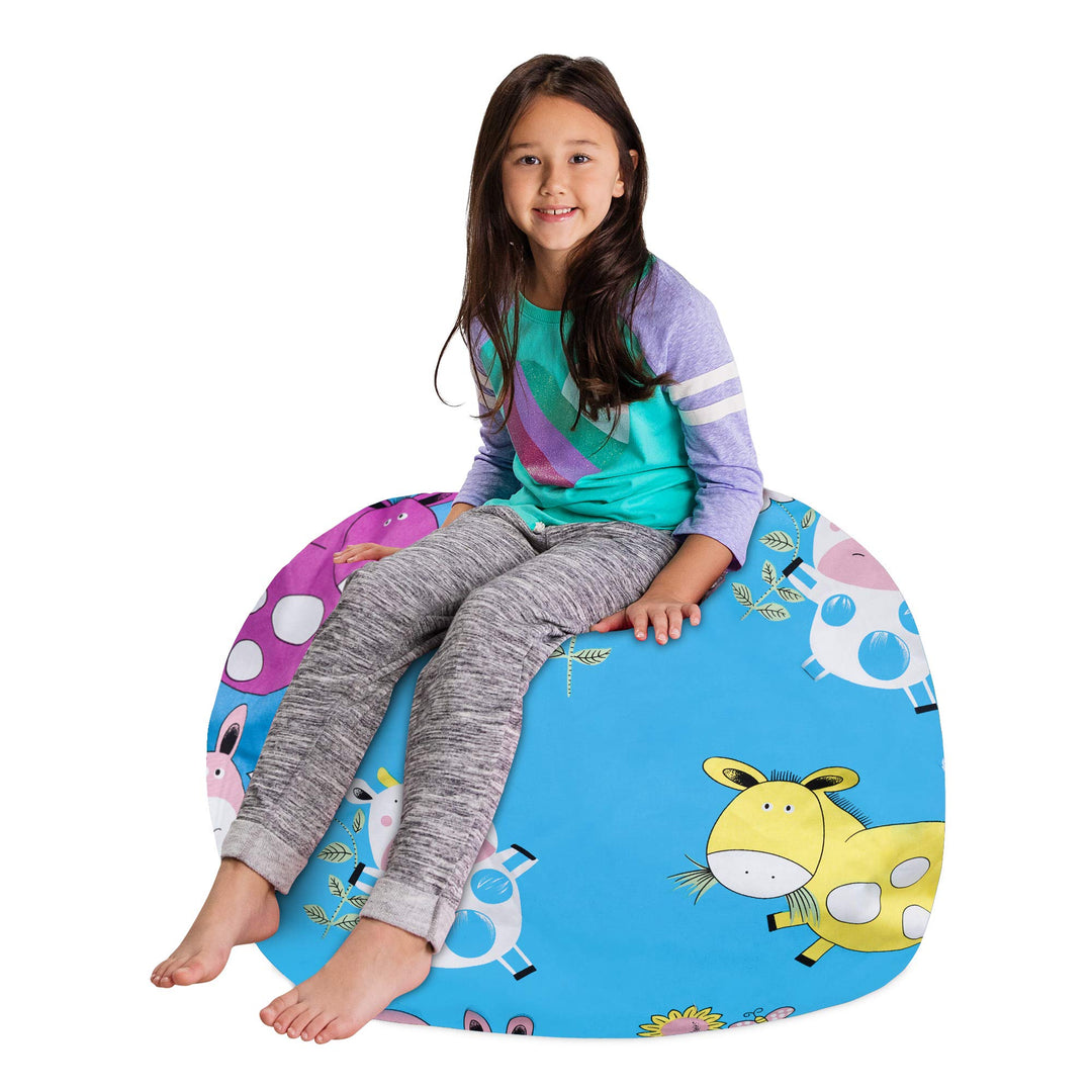 Posh Creations Kids Stuffed Animal Storage Bean Bag Chair Cover