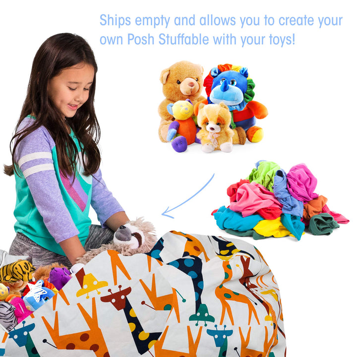 Posh Creations Stuffable Kids Stuffed Animal Storage Bean Bag Chair