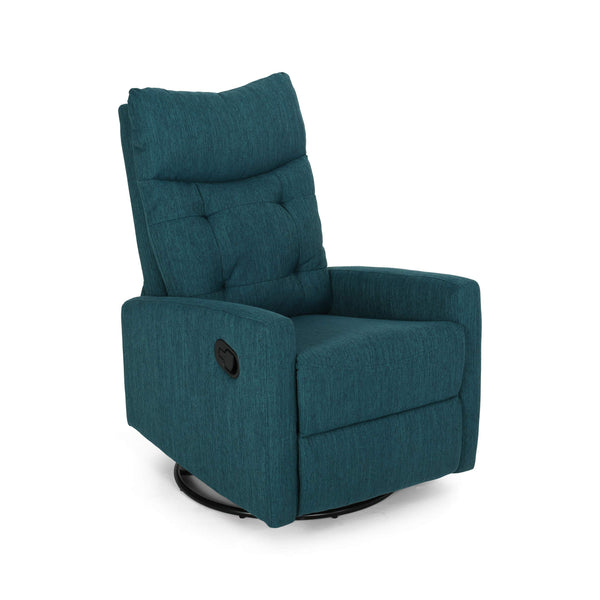 Christopher Knight Home Ishtar Glider Swivel Push Back Nursery Recliner, Teal, Black 35.75D x 25W x 39H in