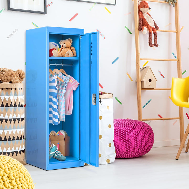 Standing Children Lockable Storage Cabinet Kid Safe Metal Blue Iron