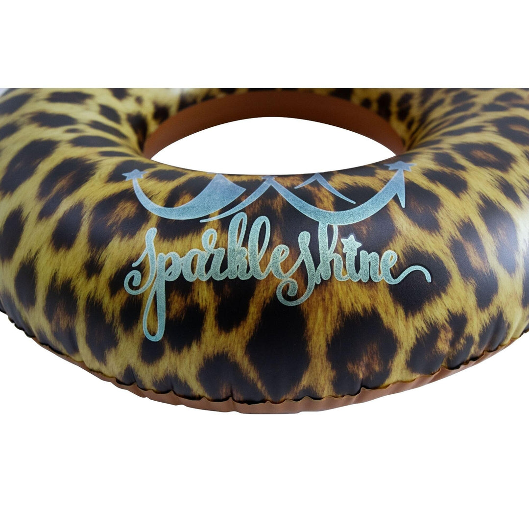 35" Inflatable Leopard Print Swimming Pool Inner Tube Brown