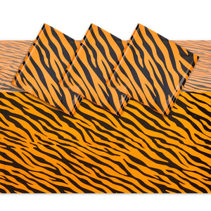 Tiger Print Tablecloths for Jungle Safari Birthday Party (54 X in 4 Pack) Orange Rectangle Vinyl