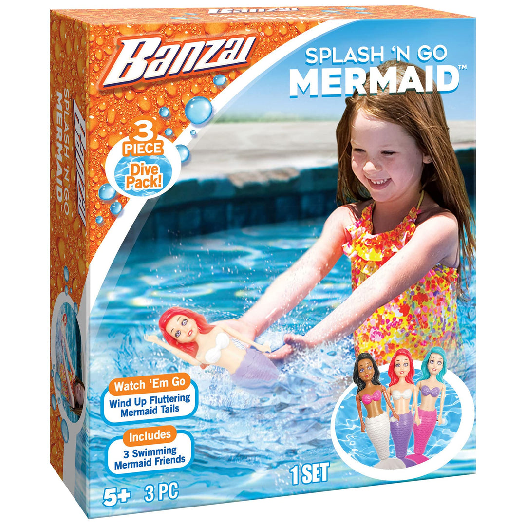 BANZAI 3 Piece Splash 'N Go Mermaid Water/Pool Toy Dive