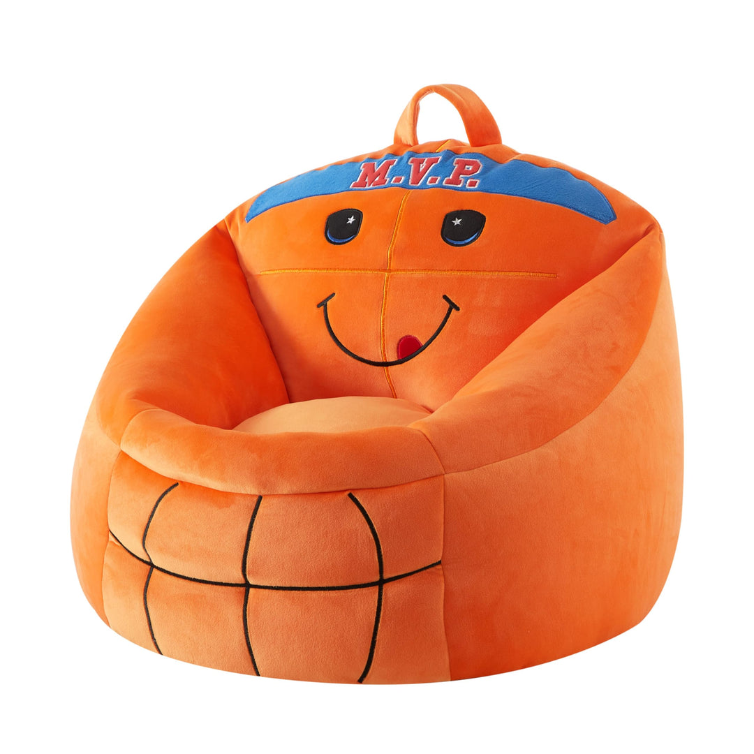 Heritage Kids Micromink Squishy Bean Bag Chair for Kids Ages 3+, Basketball