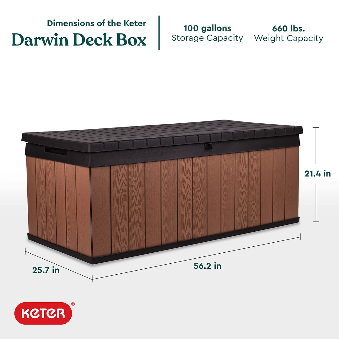 Keter Darwin 100 Gallon Resin Deck Box - Organization