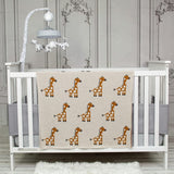 Ivory Giraffe Knitted Baby Blanket Off/White Animal Print Modern