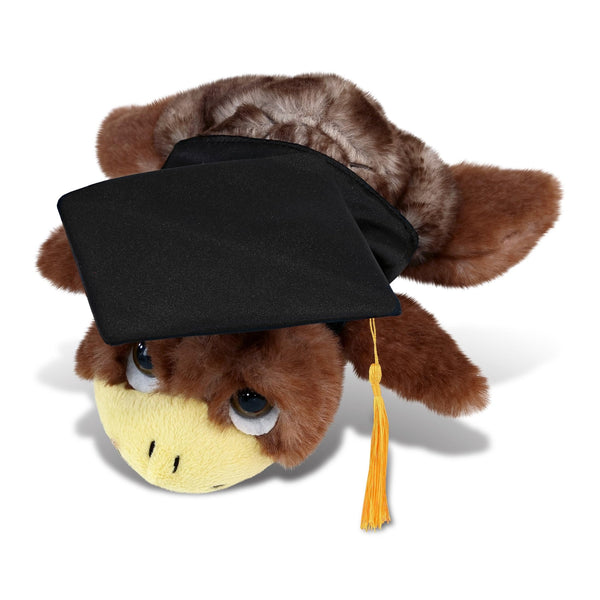 Small Brown Sea Turtle Graduation Plush Toy with Gown and Cap 7 Inches Polyester