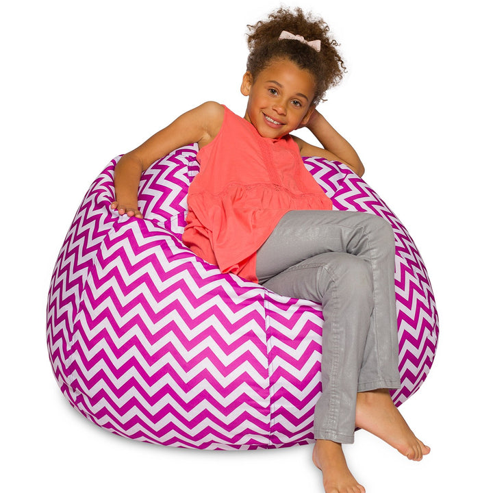 Posh Creations Bean Bag Chair for Kids, Teens, and Adults Includes Removable and Machine Washable Cover, Pattern Chevron Purple and White, 38in - Large