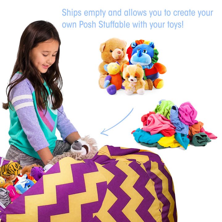 Posh Creations Stuffable Kids Stuffed Animal Storage Bean Bag Chair