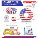 Inflatable USA Flag Giant Pool Float Tube with Sparkle Confetti 48