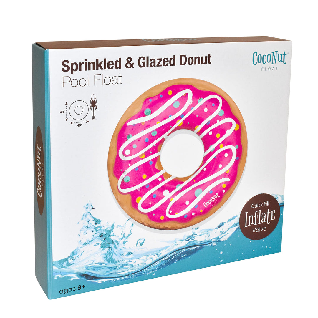 Coconut Outdoor Sprinkled & Glazed Pink Donut Pool Float -