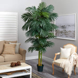 Nearly Natural 8FT Artificial Golden Cane Palm Tree Fake Palm Tree