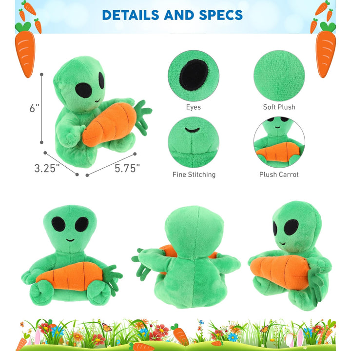 Happy Easter Plush Green Alien with Carrot 6 Inches Orange