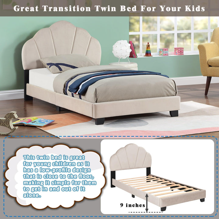 Upholstered Twin ize Platform Bed for Kids with latted Base No Box