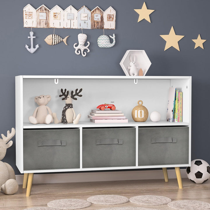 Kids Bookcase with Collapsible Fabric Drawers 35.43 * 11.02 * 23.6