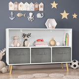 Kids Bookcase with Collapsible Fabric Drawers 35.43 * 11.02 * 23.6