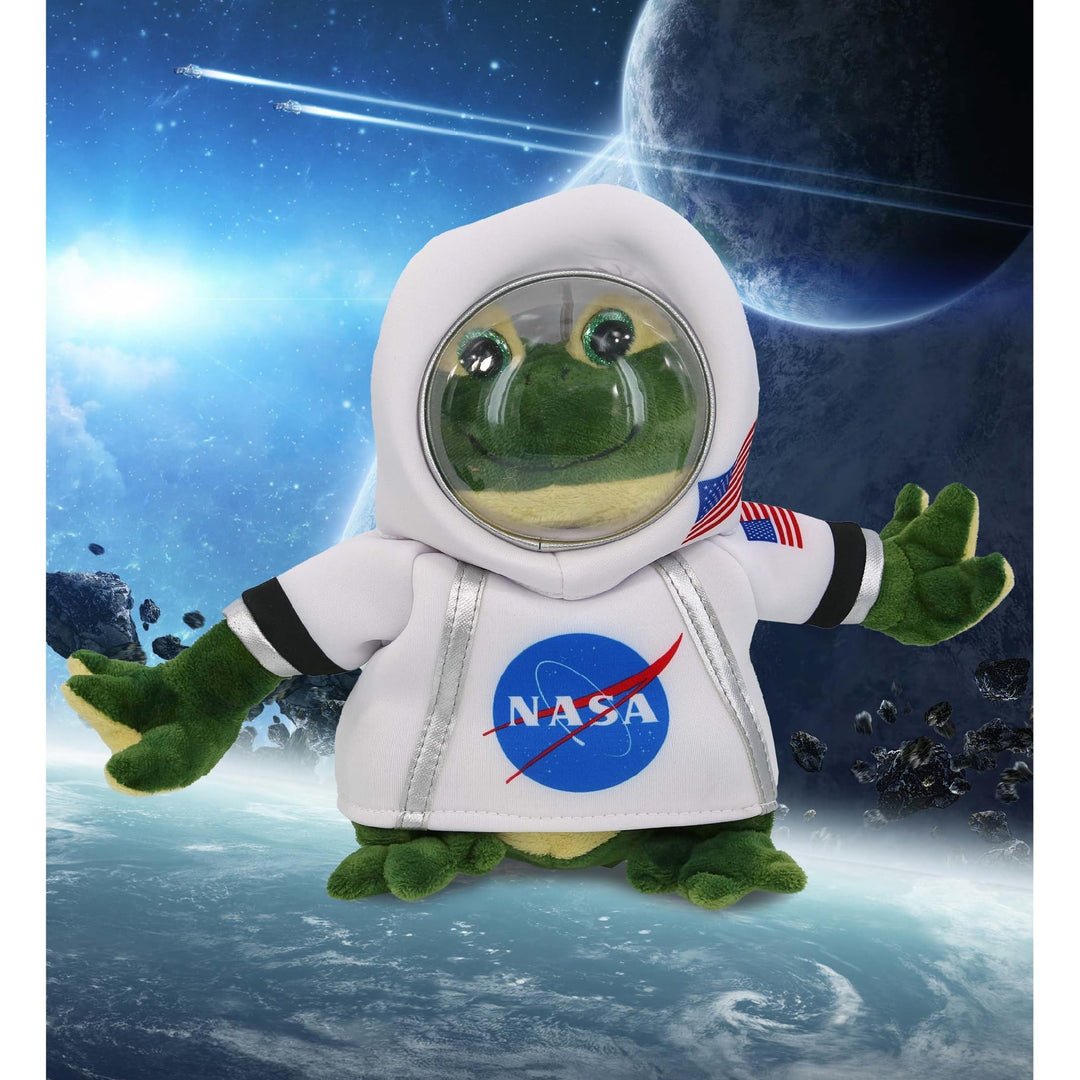 Squat Frog Astronaut Plush with Helmet and Suit Green White