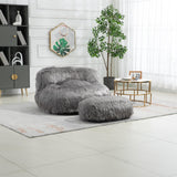 Bean Bag Chair Fur Lazy Sofa with Ottoman Memory Sponge for Living