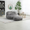 Bean Bag Chair Fur Lazy Sofa with Ottoman Grey Solid Modern