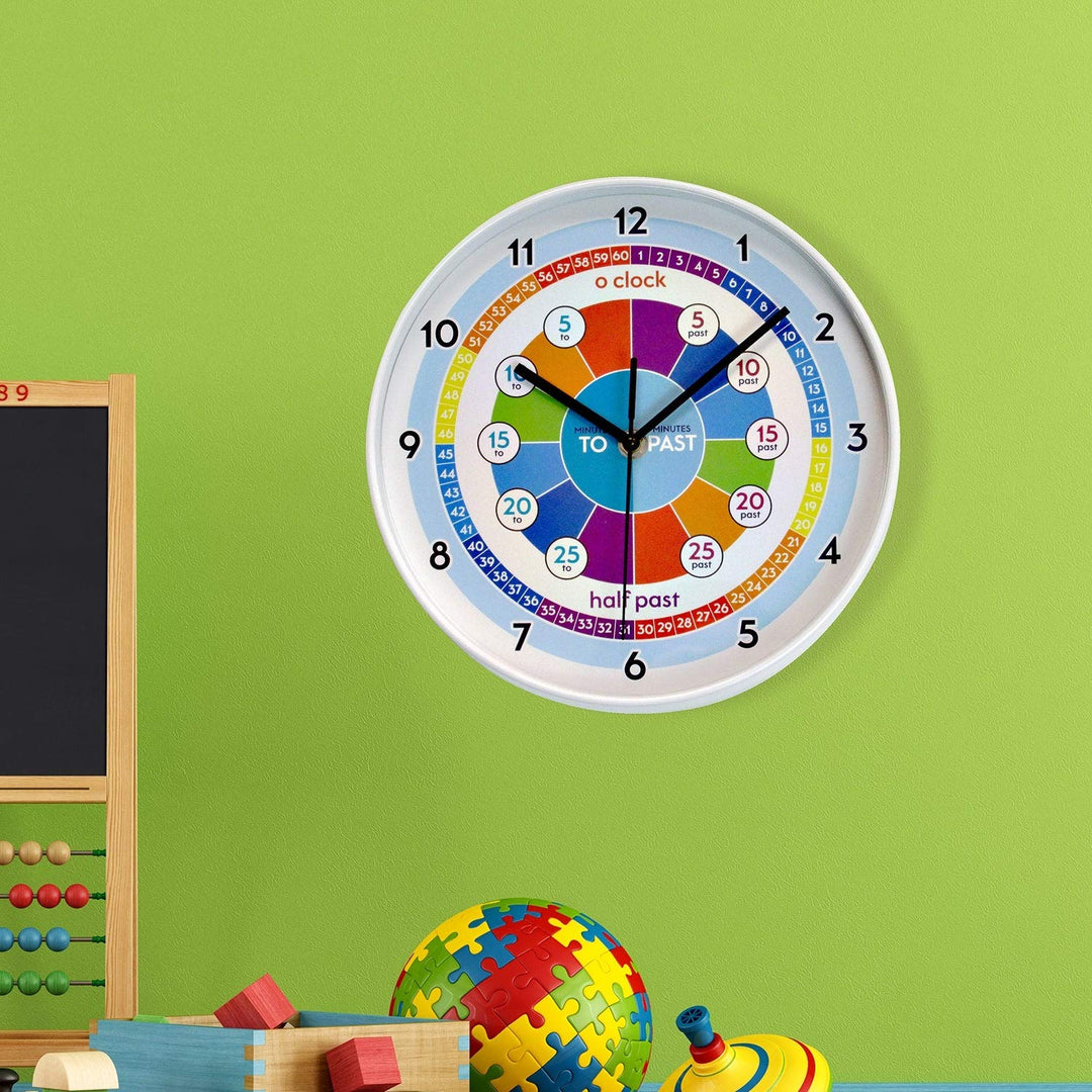 Colorful Kids Clock Time Learning DIY Art Home Decoration Blue