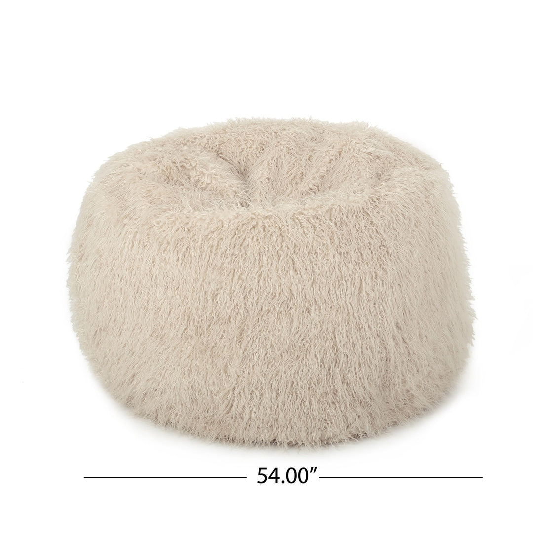 5 Foot Rounded Fur Bean Bag Tan Modern Contemporary