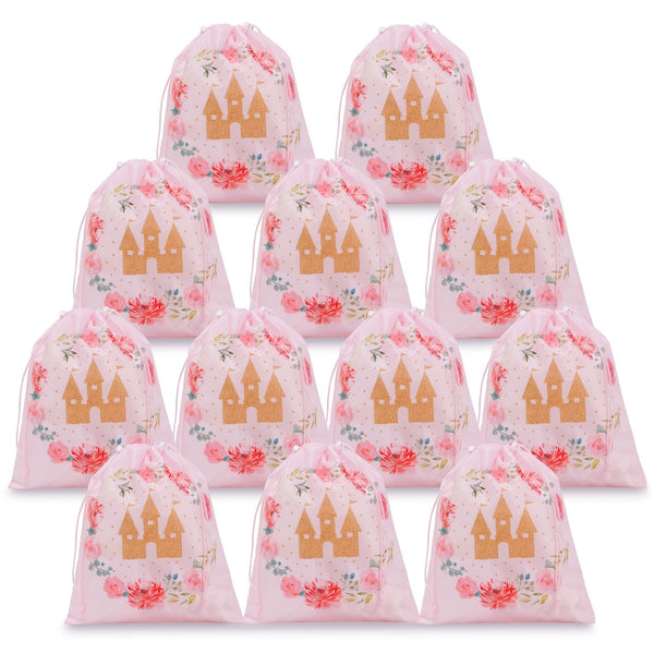 Pink Drawstring Bags For Girls Princess Birthday Party Supplies(10 X 12 In Pack) Casual Polyester