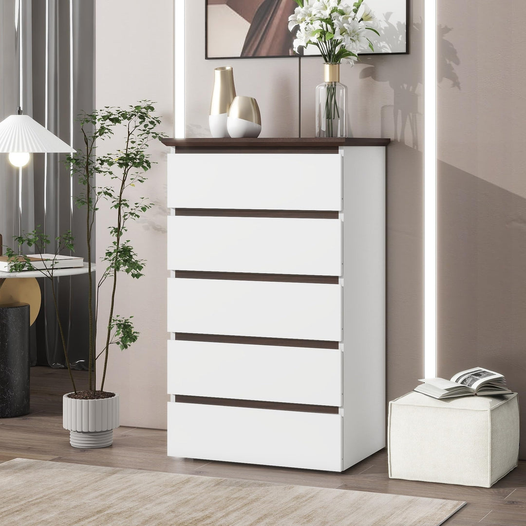 Tall White Dresser for Bedroom Small Kids Living Room Modern Contemporary Paperboard